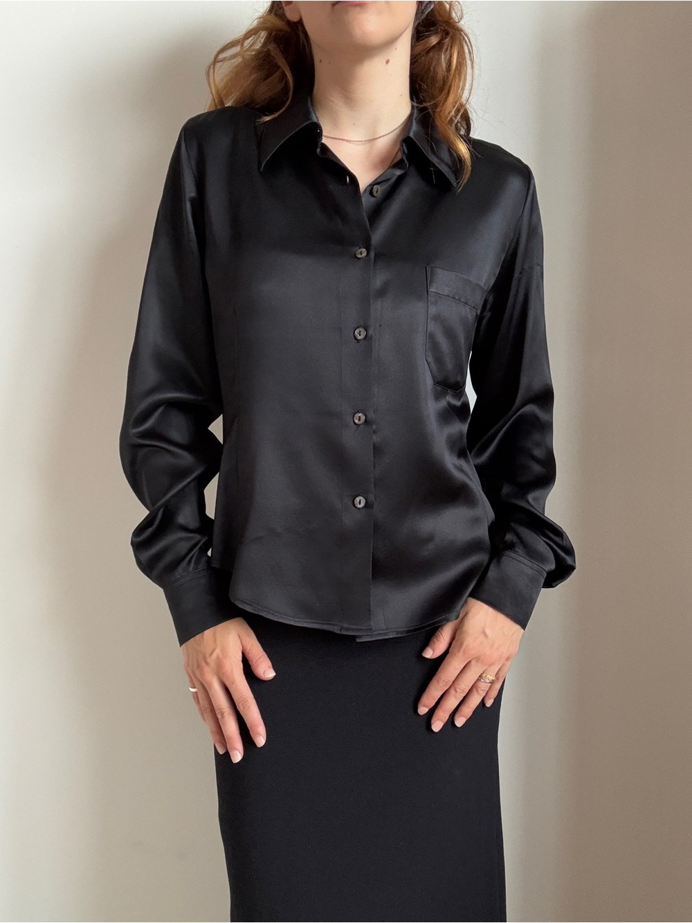 Vintage 1990s Véronique Branquinho Black Silk Blouse — Size 38 (S)